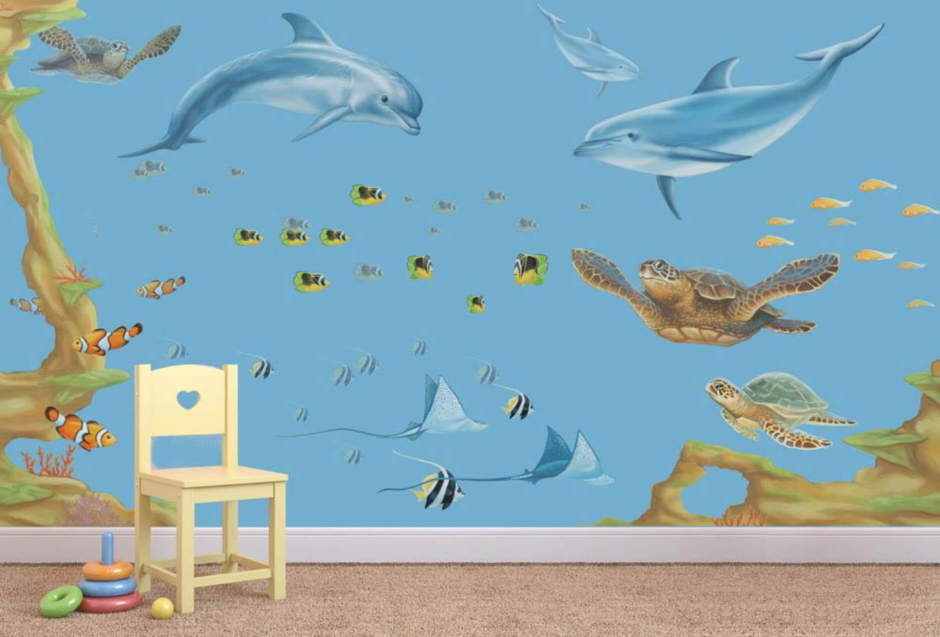 Vẽ tranh 3D phòng ngủ cảnh đại dương